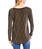 Karen Kane Long Sleeve Leopard Metallic Knit Shirttail Top, Color:Leopard - Image 2