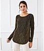 Karen Kane Long Sleeve Leopard Metallic Knit Shirttail Top, Color:Leopard - Image 4