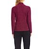 Karen Kane Long Sleeve Metallic Crossover Side-Shirred Top, Color:Magenta - Image 2