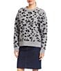 Karen Kane Metallic Wool Blend Animal Print Crewneck Sweater, Color:Gray/Black - Image 3