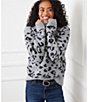 Karen Kane Metallic Wool Blend Animal Print Crewneck Sweater, Color:Gray/Black - Image 4
