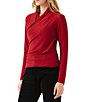 Karen Kane Metallic Knit Crossover Neck Long Sleeve Side-Shirred Top - Image 3