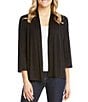 Color:Black - Image 1 - Molly Open Front 3/4 Sleeve Jersey Knit Cardigan