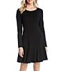 Color:Black - Image 3 - Montana Knit Jersey Round Neck Long Sleeve Dress