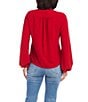Color:Red - Image 2 - Moss Crepe Cowl Neck Long Blouson Sleeve Top