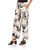 Karen Kane Tropical Palm Print Drawstring Coordinating Wide Leg Pants, Color:Print - Image 3