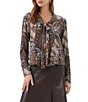 Karen Kane Patchwork Twill Bow Neck Long Sleeve Top - Image 1