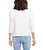 Color:Off White - Image 2 - Petite Size Boat Neck 3/4 Sleeve Organic Cotton Top