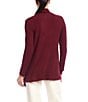 Karen Kane Petite Size Brushed Ribbed Draped Long Sleeve Open Front Cardigan, Color:Wine - Image 2