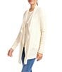 Karen Kane Petite Size Brushed Ribbed Draped Long Sleeve Open Front Cardigan, Color:Dark Cream - Image 3