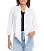 Color:Off White - Image 1 - Petite Size Calli Shawl Collar Bracelet Length Sleeve Asymmetrical Hem Drape Open-Front Cardigan