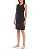 Color:Black - Image 3 - Petite Size Carolyn Stretch Knit Scoop Neck Sleeveless Sheath Dress