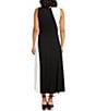 Color:Black/White - Image 2 - Petite Size Color Blocked Print Sleeveless Midi Dress