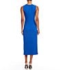 Color:Blue - Image 2 - Petite Size Crew Neck Sleeveless Midi Dress