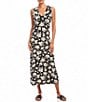Karen Kane Petite Size Floral V-Neck Sleeveless Midi Sheath Dress, Color:Black - Image 1