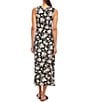 Karen Kane Petite Size Floral V-Neck Sleeveless Midi Sheath Dress, Color:Black - Image 2