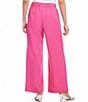 Color:Pink - Image 2 - Petite Size High Waist Wide Leg Pleated Pants