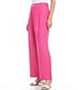 Color:Pink - Image 3 - Petite Size High Waist Wide Leg Pleated Pants