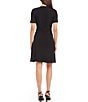 Color:Black - Image 2 - Petite Size Knit Crew Neck Short Sleeve A-Line Dress