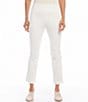 Color:Off White - Image 1 - Petite Size Pintuck Knit Cropped Pull-On Straight Leg Pants