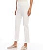 Color:Off White - Image 3 - Petite Size Pintuck Knit Cropped Pull-On Straight Leg Pants