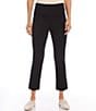 Color:Black - Image 1 - Petite Size Pintuck Knit Cropped Pull-On Straight Leg Pants
