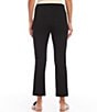Color:Black - Image 2 - Petite Size Pintuck Knit Cropped Pull-On Straight Leg Pants