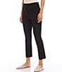 Color:Black - Image 3 - Petite Size Pintuck Knit Cropped Pull-On Straight Leg Pants
