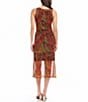 Color:Print - Image 2 - Petite Size Printed Mesh Scoop Neck Sleeveless Midi Sheath Dress