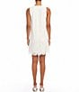 Color:Cream - Image 2 - Petite Size Sleeveless V-Neck Lace Shift Dress