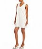 Color:Cream - Image 3 - Petite Size Sleeveless V-Neck Lace Shift Dress