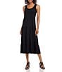 Color:Black - Image 1 - Petite Size Sleevless Scoop Neck Tiered Midi Dress