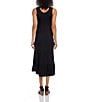 Color:Black - Image 2 - Petite Size Sleevless Scoop Neck Tiered Midi Dress