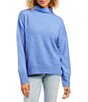 Color:Blue - Image 1 - Petite Size Soft Recycled Knit Mock Neck Long Sleeve Relaxed Fit Sweater