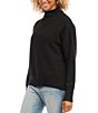 Color:Black - Image 3 - Petite Size Soft Recycled Knit Mock Neck Long Sleeve Relaxed Fit Sweater