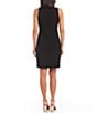 Color:Black - Image 2 - Petite Size Split V Neck Sleeveless Sheath Dress