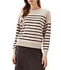 Karen Kane Petite Size Stripe Crew Neck Long Sleeve Sweater - Image 1