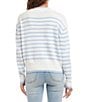 Karen Kane Petite Size Striped Long Sleeve Button Front Cardigan Sweater, Color:Blue/Off White - Image 2