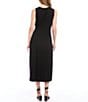 Color:Black - Image 2 - Petite Size Surplice V-Neck Sleeveless Side Slit Faux Wrap Midi Dress