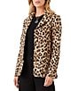 Karen Kane Petite Size Textured Jacquard Leopard Notch Collar Long Sleeve Button Front Blazer - Image 3