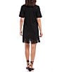 Color:Black - Image 2 - Petite Size V-Neck Short Sleeve Fringe Hem Jersey Knit Dress