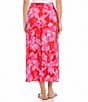 Color:Floral - Image 2 - Pink Floral Rose Mid Rise Pocketed A-Line Midi Skirt