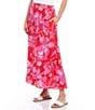 Color:Floral - Image 3 - Pink Floral Rose Mid Rise Pocketed A-Line Midi Skirt