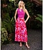 Color:Floral - Image 4 - Pink Floral Rose Mid Rise Pocketed A-Line Midi Skirt