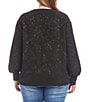 Karen Kane Plus Size Allover Sequin Knit V-Neck Long Sleeve Sweater, Color:Black - Image 2