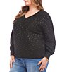 Karen Kane Plus Size Allover Sequin Knit V-Neck Long Sleeve Sweater, Color:Black - Image 3