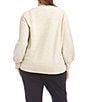 Karen Kane Plus Size Allover Sequin V-Neck Long Sleeve Knit Sweater, Color:Sand - Image 2