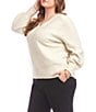Karen Kane Plus Size Allover Sequin V-Neck Long Sleeve Knit Sweater, Color:Sand - Image 3