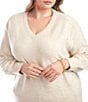 Karen Kane Plus Size Allover Sequin V-Neck Long Sleeve Knit Sweater, Color:Sand - Image 4