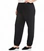 Karen Kane Plus Size Brushed Double Knit Jogger Sweatpants, Color:Black - Image 3